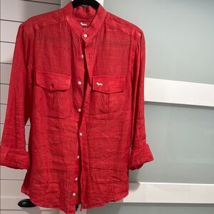 Harmont & Blaine linen Red Button-Up Shirt size m